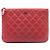 Chanel Clutch piccola con logo CC classico in agnello rosso - view 2