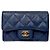 Chanel Kartenetui aus Navy Caviar Leder Blau