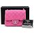 Chanel Mini Bolsa Caviar Petite Sac Classic Flap com Corrente Prateada Rosa
