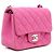Chanel Mini Bolsa Caviar Petite Sac Classic Flap com Corrente Prateada Rosa - vista 4