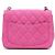 Chanel Mini Bolsa Caviar Petite Sac Classic Flap com Corrente Prateada Rosa - vista 5