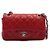 Chanel Borsa a tracolla e crossbody Mini Classic Flap in agnello rosso con catena argentata