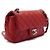 Chanel Borsa a tracolla e crossbody Mini Classic Flap in agnello rosso con catena argentata - vista 3
