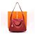 Hermès Borsa Tote e Borsa a Spalla LINDY Clemence con bordi argentati Rosso