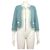 Chanel Cashmere-Strickjacke für Damen mit silbernem CC-Logo-Knopf Blau