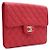 Chanel Clutch da donna in caviar rosso con logo CC dorato - vista 3