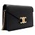 Céline Borsa a tracolla Triofee Margot in pelle di vitello nera lucida con catena dorata Nero - vista 4