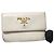 PRADA Nano Saffiano Leder Kartenhalter/Geldbörse Off-White