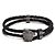 Versace Pulseira de couro trançado Medusa Preto