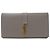 Cartera larga de cuero gris Saint Laurent Castaño