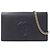 Portafoglio a tracolla con catena in pelle blu navy Gucci