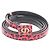 Christian Dior CD Logo Leopardenmuster Mini-Ledergürtel Schwarz Rot