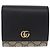 Portafoglio GUCCI GG Supreme in PVC e Pelle Beige Oro 598587 Auth 193589M D'oro - vista 2