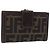 FENDI Zucca Canvas Bifold Wallet Black Brown Auth bs36409