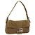 Borsa a tracolla FENDI Mamma Baguette in velluto a coste beige argento Auth 193421V