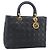 Borsa Christian Dior Lady Dior Canage in pelle di agnello nera e oro Auth 194778V Nero D'oro