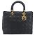 Borsa Christian Dior Lady Dior Canage in pelle di agnello nera e oro Auth 194778V Nero D'oro - vista 2