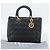 Borsa Christian Dior Lady Dior Canage in pelle di agnello nera e oro Auth 194778V Nero D'oro - vista 24