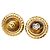 Orecchini a clip rotondi Vintage Chanel Coco Mark Marrone D'oro