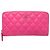 Cartera larga de piel de becerro granulada rosa Chanel