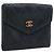 Carteira Bifold Bicolor em pele de cordeiro CHANEL Black CC Auth bs36637 Preto