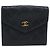 Carteira Bifold Bicolor em pele de cordeiro CHANEL Black CC Auth bs36637 Preto - vista 2