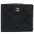 Carteira Bifold Bicolor em pele de cordeiro CHANEL Black CC Auth bs36637 Preto - vista 3