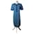Robe en maille vintage Yves Saint Laurent Bleu Turquoise Blanc M  - vue 1