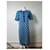 Robe en maille vintage Yves Saint Laurent Bleu Turquoise Blanc M  - vue 11