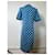 Robe en maille vintage Yves Saint Laurent Bleu Turquoise Blanc M  - vue 12