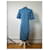 Robe en maille vintage Yves Saint Laurent Bleu Turquoise Blanc M  - vue 3
