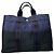 Hermès Tote in tela di cotone vintage Hermes Blu navy Nero Argento