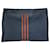 Hermès Vintage Hermes Baumwoll-Clutch Navy Rust Silver Marineblau  - Ansicht 1