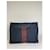 Hermès Vintage Hermes Baumwoll-Clutch Navy Rust Silver Marineblau  - Ansicht 14