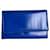 Vintage Yves Saint Laurent Leather Wallet Blue Gold-tone Snap  - view 1