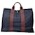 Tote in cotone vintage Hermès Navy Rust Silver Blu navy