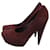 Yves Saint Laurent Saint Laurent Aliama Pumps aus burgunderfarbenem Wildleder Bordeaux  - Ansicht 4