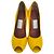 Décolleté con plateau e punta aperta Lanvin in vernice giallo - vista 3