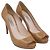 Décolleté con plateau peep toe Prada in vernice beige - vista 3