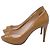 Décolleté con plateau peep toe Prada in vernice beige - vista 4