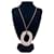 Hermès Hermes Paris Isthme Oval Pink White Laquered Wood Pendant Necklace  - view 2