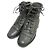 Max Mara Leder-Schnürstiefeletten Schwarz