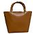 Autre Marque Bolsa Tote 2way de couro com alça de bambu BEVINI Marrom Camelo - vista 3