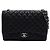 Chanel Borsa a tracolla con patta e catena argentata Nero