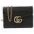 Gucci Borsa a tracolla GG Marmont con catena nera con finiture dorate Nero