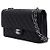 Chanel Classic Medium Size Flap Schultertasche mit silberner Kette Schwarz - Ansicht 3