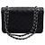 Chanel Classic Medium Size Flap Schultertasche mit silberner Kette Schwarz - Ansicht 5