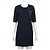 Chanel Abito in lana blu navy a girocollo e maniche corte con patch logo