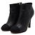 Chanel Botas de cano de tornozelo femininas em couro preto com CC e pérolas douradas - vista 3