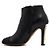 Chanel Botas de cano de tornozelo femininas em couro preto com CC e pérolas douradas - vista 4